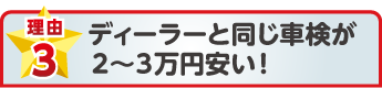 ディーラーと同じ車検が２〜３万円安い！